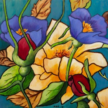 Roses and Purple Poppies II